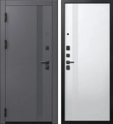 Дверь V-17 Черный муар + Кашемир графит - Кашемир белый