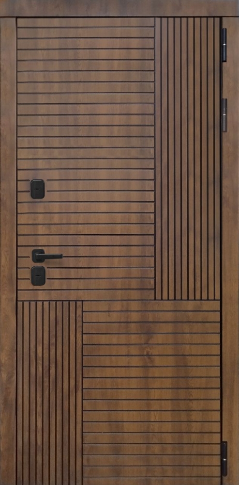 Входная дверь ДвериПРО Авеста Без фрезеровки Дуб пацифик горизонт DPRO195678 внешняя сторона